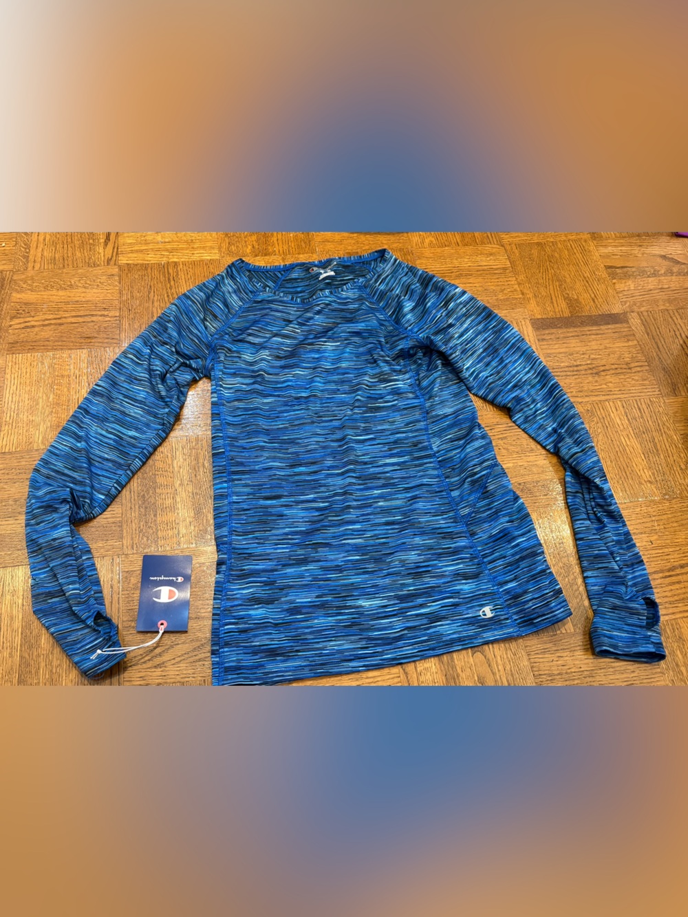 Champion Blue Multi-Stripe Athletic Top